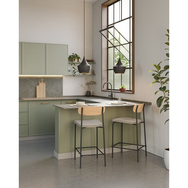 Czarne/szarobrązowe hokery zestaw 2 szt. (wysokość siedziska 66 cm) Adriana – Marckeric-image-1