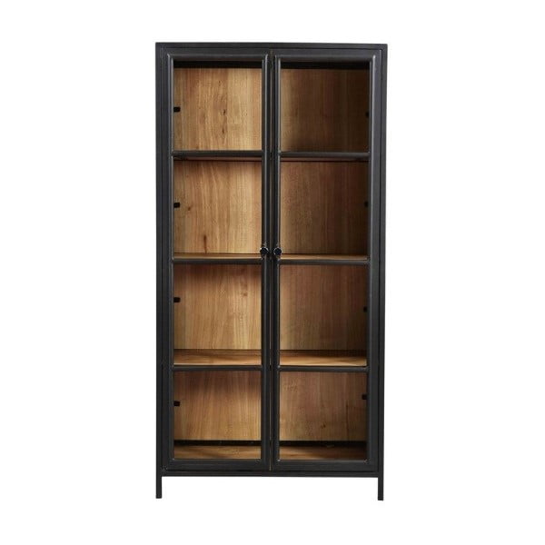 Czarna witryna z litego drewna akacjowego 90x185 cm Kingston – HSM collection