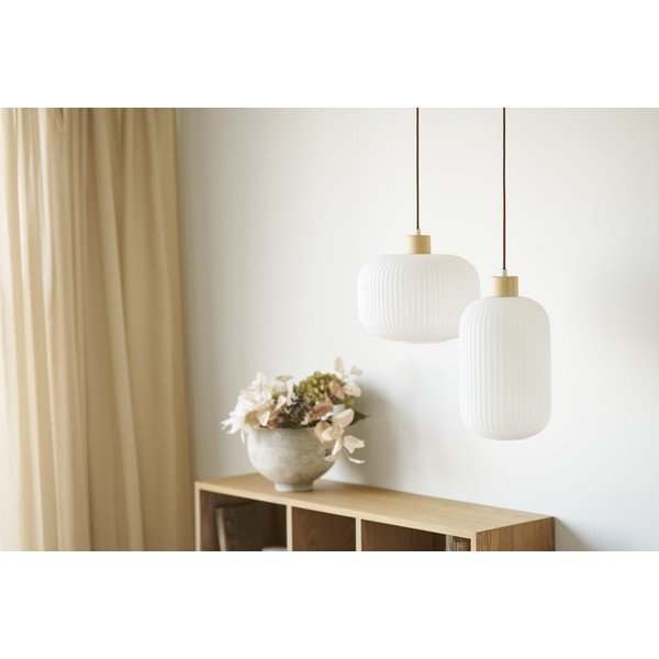 Biała lampa wisząca ze szklanym kloszem ø 30 cm Argalo – House Nordic-image-1