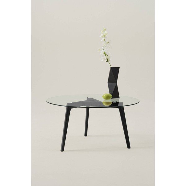Czarny okrągły stolik z litego drewna dębowego ø 90 cm Malevik – Jotex-image-1