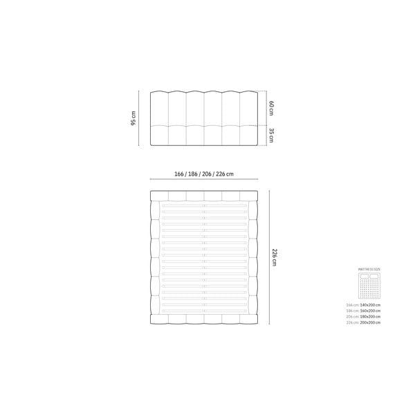 Jasnoszare tapicerowane łóżko dwuosobowe ze schowkiem i stelażem 180x200 cm Lupine – Micadoni -image-4