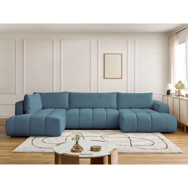 Niebieski rozkładany/ze schowkiem narożnik (lewostronny/w kształcie litery U) Fuji – Bobochic Paris-image-1