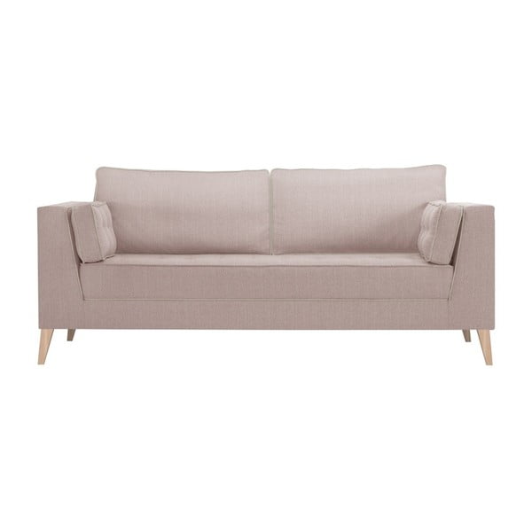 Różowa sofa trzyosobowa wykończona kremowym szwem francuskim Stella Cadente Atalaia