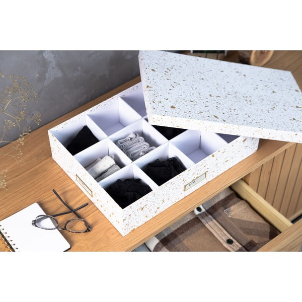 Pudełko z przegródkami w biało-złotym kolorze Bigso Box of Sweden Jakob-image-1