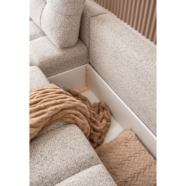 Beżowy rozkładany narożnik modułowy ze schowkiem (lewostronny) Lulu – Miuform-image-1