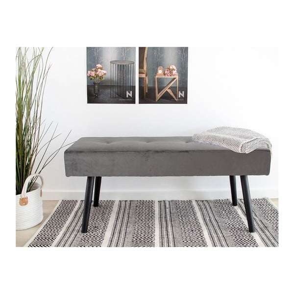 Szara aksamitna ławka Bonami Essentials Skiby-image-1