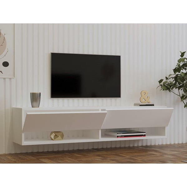 Biała szafka pod TV 141x31x30 cm Arges – Kalune Design-image-3