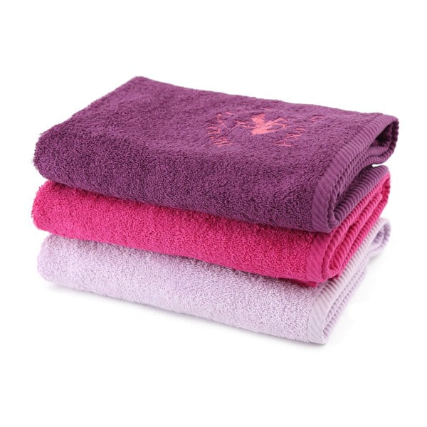 Komplet 3 ręczników BHPC 50x100 cm, fioletowy