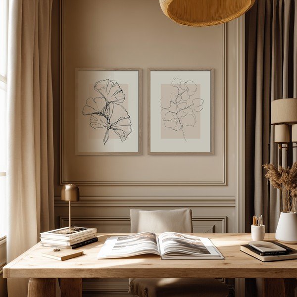 Obrazy zestaw 2 szt. drukowane z ramą w zestawie 30x40 cm Floral Set – Styler-image-1