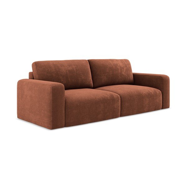 Rozkładana/ze schowkiem sofa z tkaniny szenilowej w kolorze terakoty 252 cm Kona – Makamii-image-2
