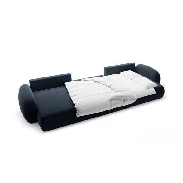 Ciemnoniebieski rozkładany/ze schowkiem narożnik z tkaniny szenilowej (w kształcie litery U) Tonale – Cosmopolitan Design-image-3