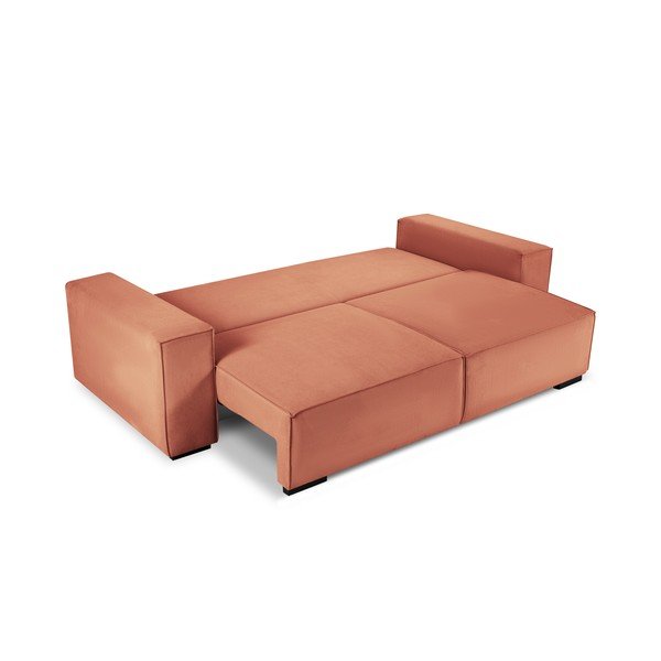 Różowa sztruksowa rozkładana sofa Mazzini Sofas Azalea-image-3