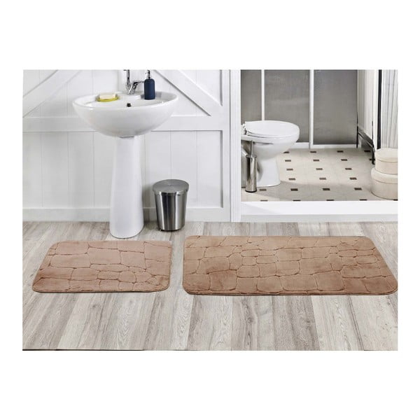 Zestaw 2 dywaników łazienkowych Dekoreko Kahve, 50x60 cm + 60x100 cm