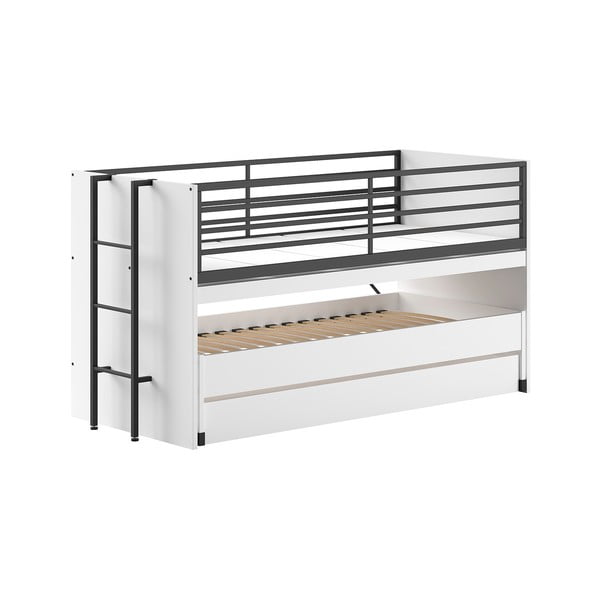 Białe piętrowe łóżko dziecięce z wysuwanym łóżkiem i stelażem 90x200 cm Sam – Vipack-image-2