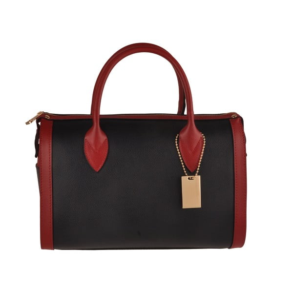 Czarno-czerwona skórzana torebka Florence Bags Nambo