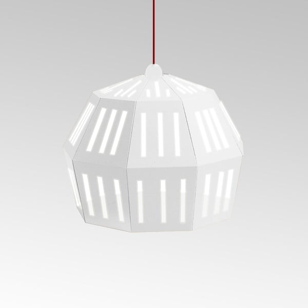 Kartonowa lampa Uno Fantasia C White, z czerwonym kablem
