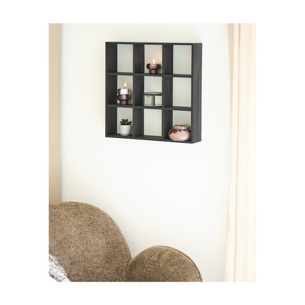 Czarna wielopoziomowa półka z litego drewna sosnowego 46 cm Moss – House Nordic-image-1