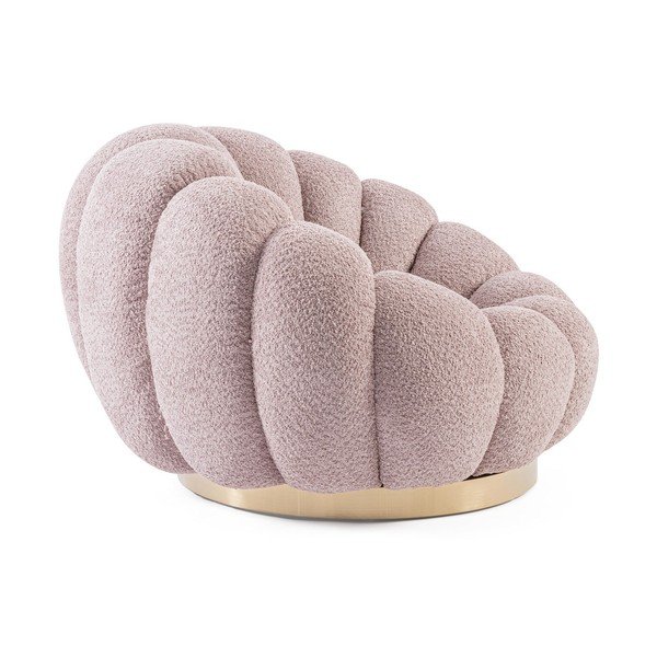 Różowy obrotowy fotel z materiału bouclé Florel – Bizzotto-image-3