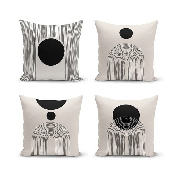 Czarno-beżowe poszewki na poduszki zestaw 4 szt. 43x43 cm – Minimalist Cushion Covers