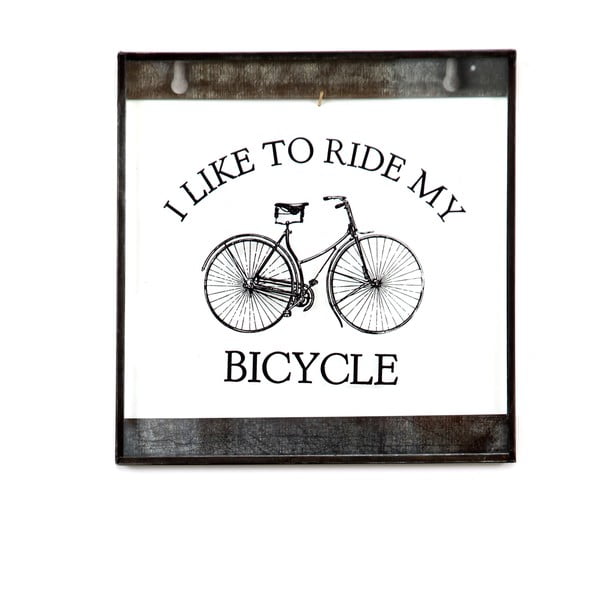 Szklana tablica z napisem Bicycle, 20x20 cm