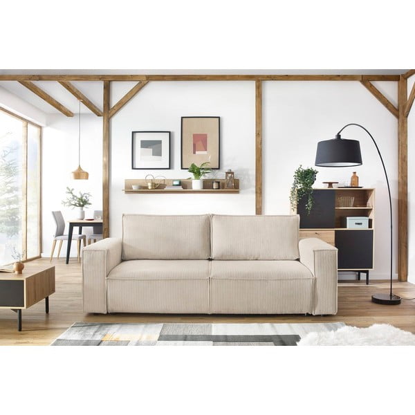 Beżowa sztruksowa rozkładana sofa 245 cm Nihad – Bobochic Paris-image-1