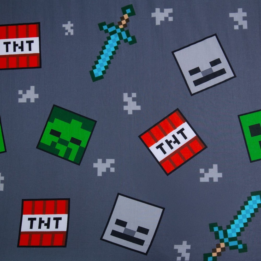 Szare bawełniane prześcieradło dziecięce jednoosobowe z gumką 90x200 cm Minecraft "We got this" – Jerry Fabrics (zdjęcie 3)