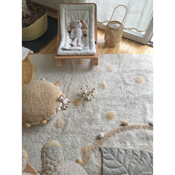 Żółto-kremowy bawełniany dywan dziecięcy tkany ręcznie odpowiedni do prania 120x160 cm Hippy Dots Honey – Lorena Canals-image-4