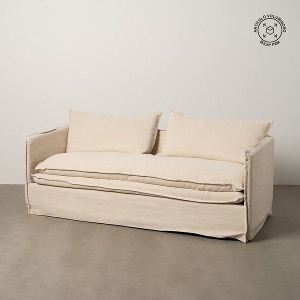 Kremowa lniana sofa 210 cm – Ixia-image-1