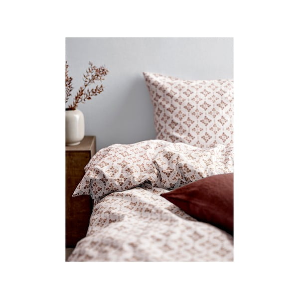 Biało-brązowa bawełniana pościel jednoosobowa 140x200 cm Heirloom – Södahl-image-1