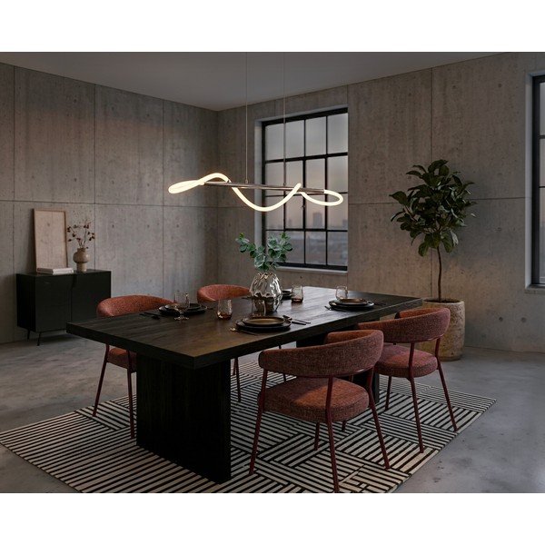 Metalowa lampa wisząca LED ze ściemniaczem w kolorze srebra Argos – Reality-image-1