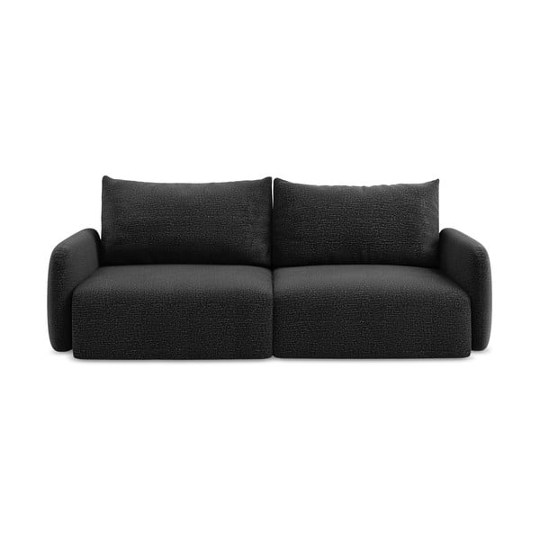 Czarna rozkładana/ze schowkiem sofa 238 cm Kalena – Makamii