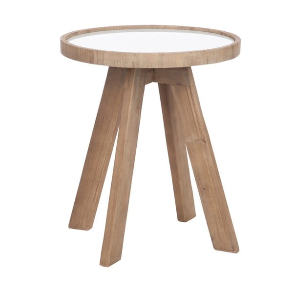 Drewniany stolik z białym blatem J-line Cer, 43 cm