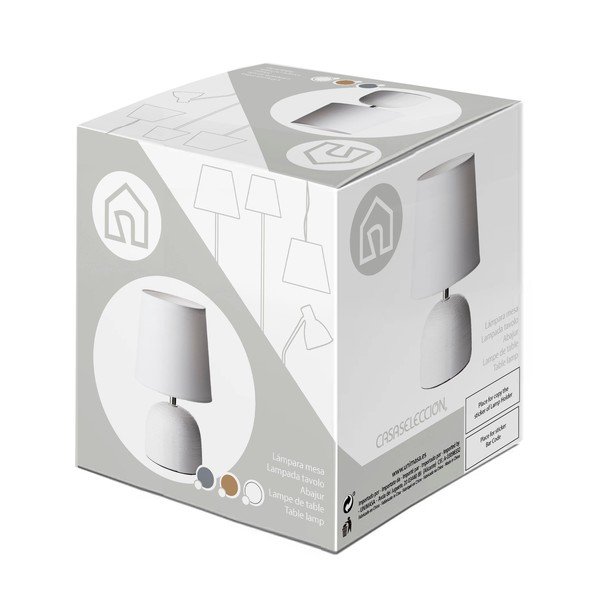 Szara ceramiczna lampa stołowa z tekstylnym kloszem (wys. 27,5 cm) – Casa Selección-image-3