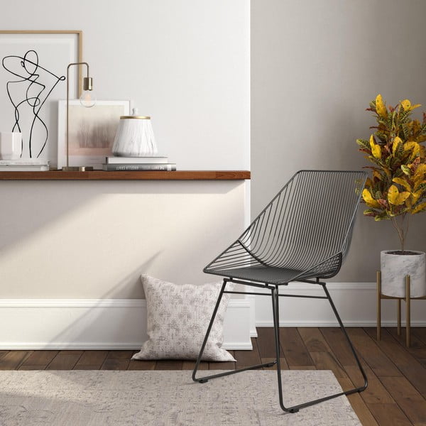 Czarne metalowe krzesło CosmoLiving by Cosmopolitan Ellis-image-1