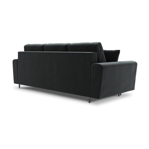 Ciemnoszara aksamitna rozkładana sofa ze schowkiem 235 cm Kyoto – Cosmopolitan Design-image-3