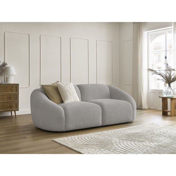 Jasnoszara sofa z materiału bouclé 230 cm Tina – Bobochic Paris-image-1