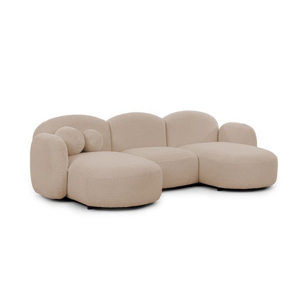 Jasnobrązowy narożnik z materiału bouclé (w kształcie litery U) Orbit – Ropez