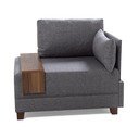 Szary fotel z podłokietnikiem po prawej stronie i blatem Balcab Home Martha