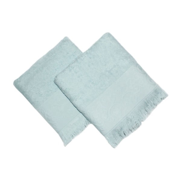 Zestaw 2 niebieskich ręczników z bawełny Sehzade, 50x90 cm