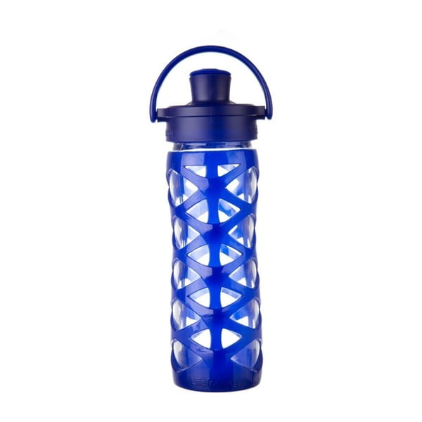 Szklana butelka na wodę w silikonowym rękawie Lifefactory Sapphire Activ, 475 ml