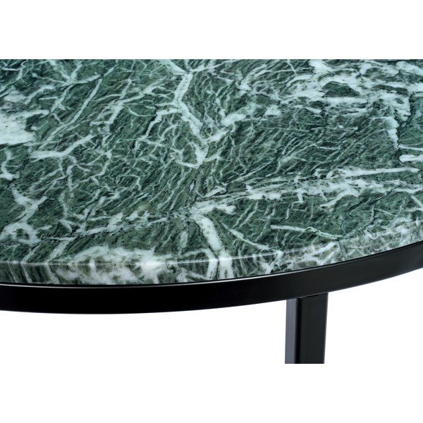 Ciemnozielony stolik marmurowy z czarną konstrukcją RGE Accent, ⌀ 85 cm-image-1