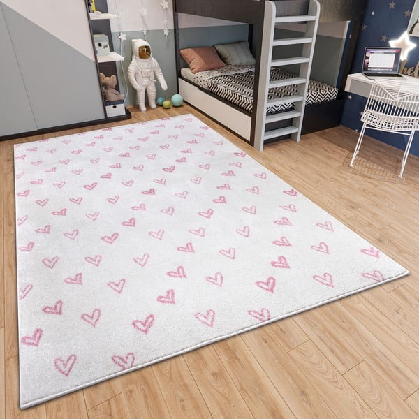 Biało-różowy dywan dziecięcy 120x170 cm Hearts – Hanse Home-image-1