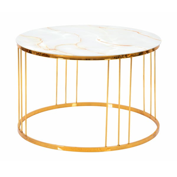 Stolik w złotym kolorze Mauro Ferretti Simple Paris, ⌀ 70 cm