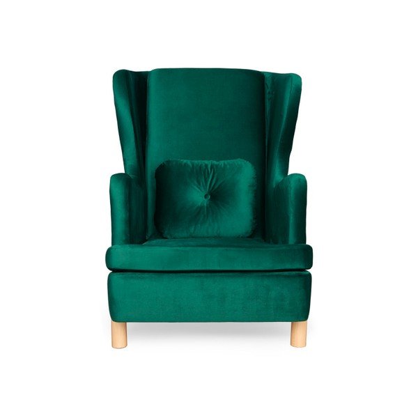 Ciemnozielony fotel uszak SKANDICA Ingrid Green