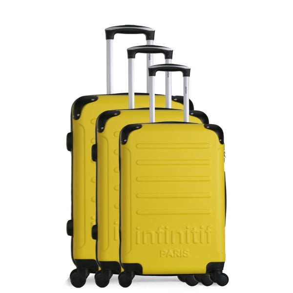 Komplet 3 żółtych walizek podróżnych na kółkach Infinitif Horten-A
