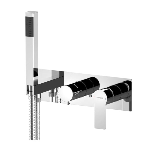 Bateria prysznicowa podtynkowa w kolorze srebra z połyskiem (3 otwory) Pax – Sapho