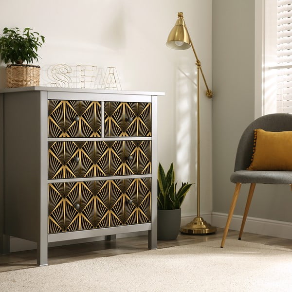 Dekoracyjna tapeta na meble w czarno-złotym kolorze Ambiance Draka-image-3