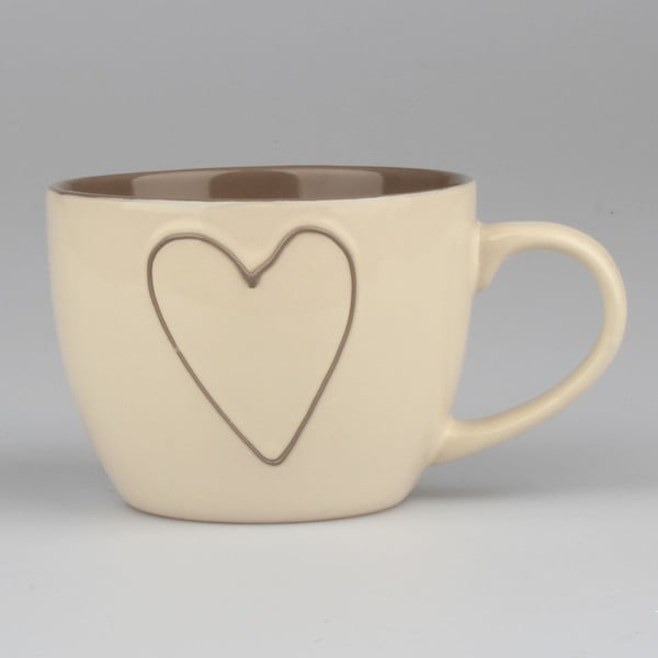 Biały kubek ceramiczny ręcznie zdobiony Dakls Heart, 473 ml