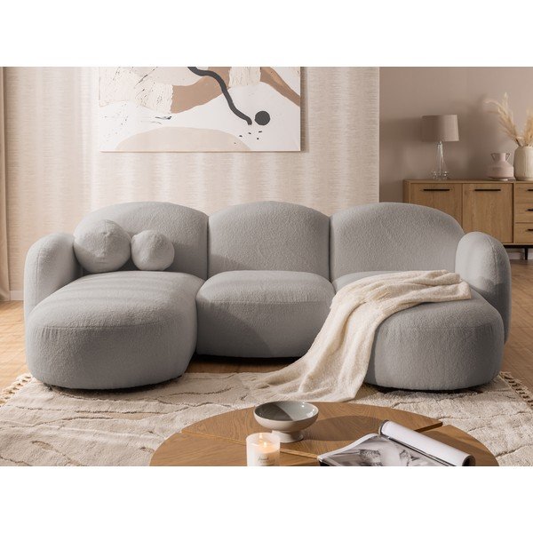 Szary narożnik z materiału bouclé (w kształcie litery U) Orbit – Ropez-image-1