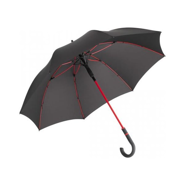 Czarny parasol z czerwonymi detalami Ambiance Fare Proof, ⌀ 112 cm